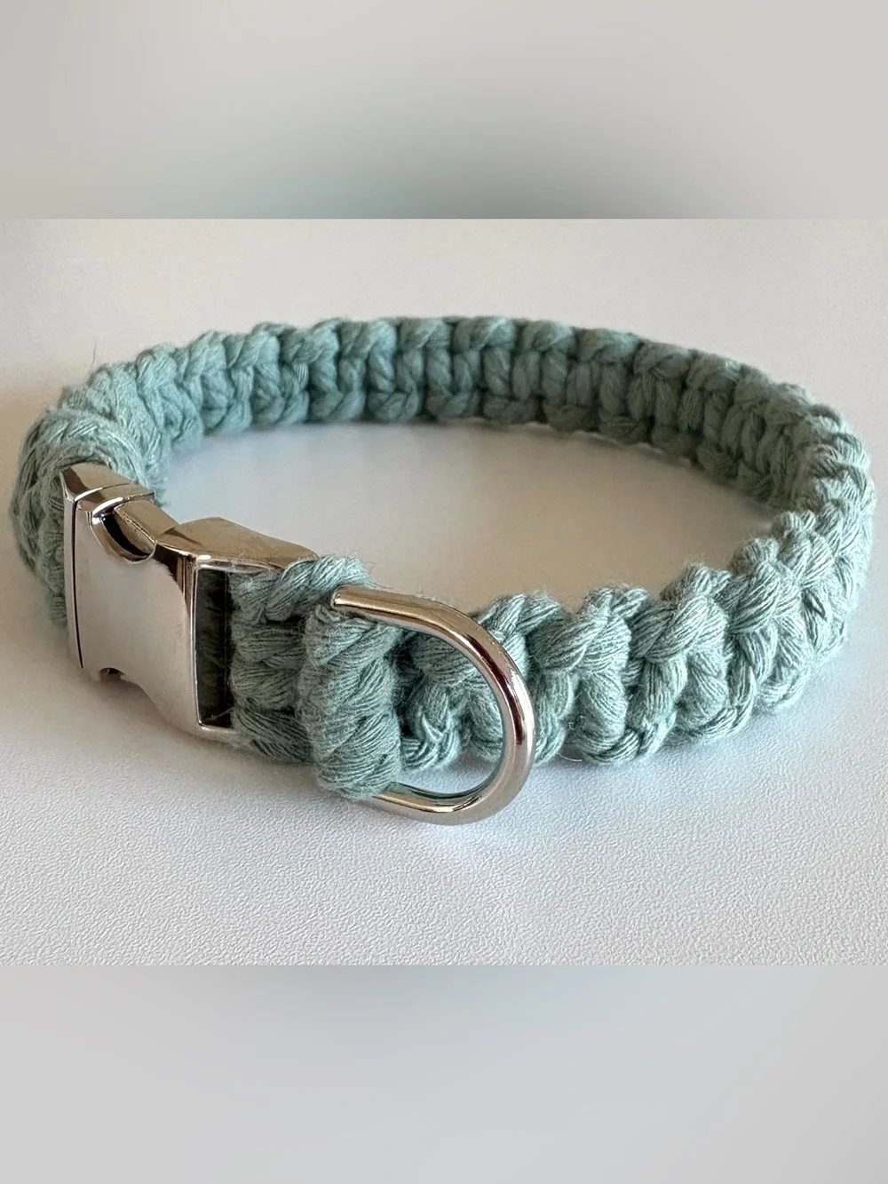 Sage Green Dog Collar - Size Medium 15 1/2”